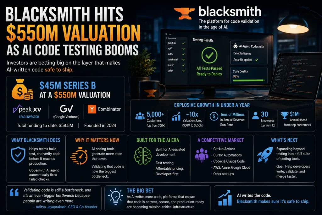 blacksmith ai code testing 550m valuation