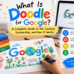 Illustration representing the Doodle for Google student art contest and its reimagined Google logo designs
